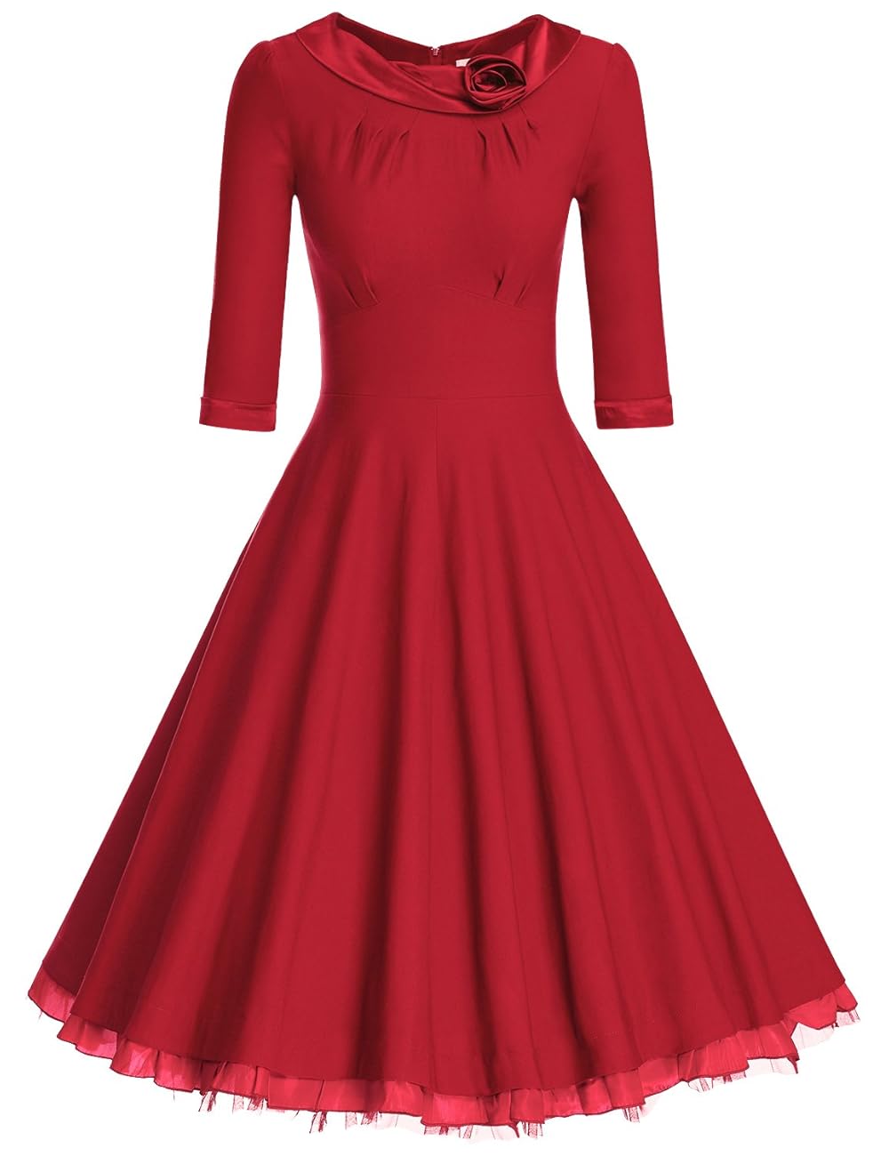 MUXXN Women's 1950s Vintage 3/4 Sleeve Rockabilly Swing Dress