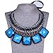 Wide Bold Chunky Multiple Layers Beaded Square Stone Pendant Bib Necklace