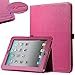 ULAK Folio Slim Fit Synthetic Leather Stand Magnetic Case Cover for Apple iPad 1 1st Generation(Flip-Hot Pink)