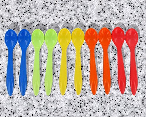 Onbi Baby First Stage Soft Infant Feeding Spoons with Soft Design for Starting Baby on Solids. 10 Pack with Exciting Assorted Colors. BPA and Phthalate Free.