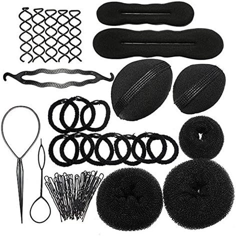 OPCC 8in1 Fashion Hair Design Styling Tools Accessories Kit- Bun Maker, Roller, Braid Twist, Elastics, Pins for Hair Color