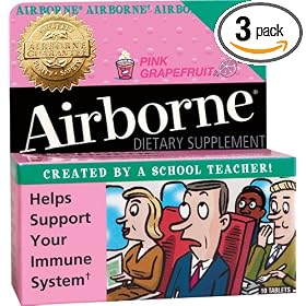 Airborne Effervescent Health Formula Tablets, Pink Grapefruit, 10-Count Tubes (Pack of 3)
