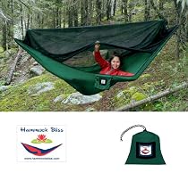 New Improved - Hammock Bliss - No-See-Um No More Hammock - The Best Bug Free Hammock- Keeps The Bugs Out While Your Relax In Comfort - Great For Camping, Backpacking, Kayaking & Travel - 100" Rope Per Side Included - New Utility Pockets & Loops Inside The Net