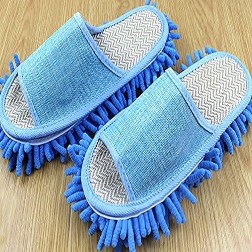 Generic Slipper Genie Microfiber Pair House Floor Polishing Dusting Cleaning Foot Socks Shoes Mop Slippers Purple (Blue)