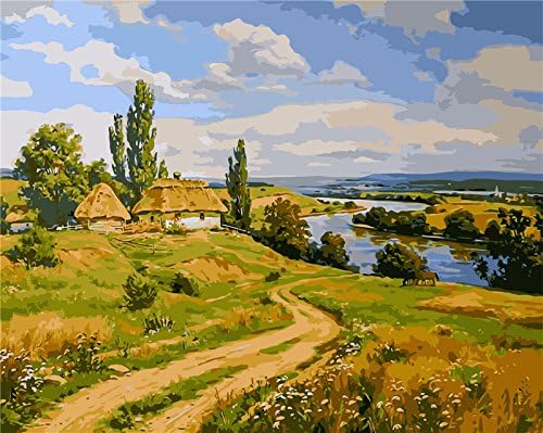[Linen canvas &amp; wooden frame] DIY Oil Painting, Paint by Numbers kit Harvest Season Autumn Scenery 39*49*2.3 cm MS8822