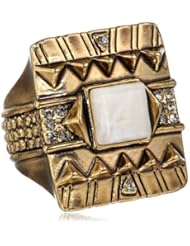 House of Harlow 1960 Gold-Plated Cushion Cocktail Ring with MoonStone