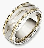 14 Karat Yellow Gold & Titanium 9mm Multi Texture Wedding Band
