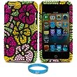 Premium Two Piece Garden Flower Rhinestone Design Protective Crystal Case Cover for iPod Touch 4th Generation + SumacLife TM Wisdom Courage Wristband