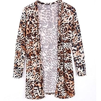 Finejo Sexy Women's Long Sleeve Cardigan Leopard Long Shirt Blouse ... Finejo Sexy Women's Long Sleeve Cardigan Leopard Long Shirt Blouse ...