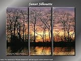 Framed Huge 3 Panel Modern Art Sunset Silhouette Giclee Canvas Print