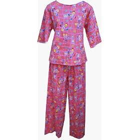 RocketWear Women's Flower Power Print Coral Cotton Knit Pajamas/Loungewear