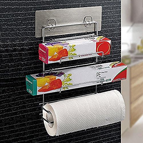 Family Together 3-in-1 Dispenser Plastic Wrap Holder and Paper Towel Holder Organizer