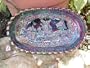 Purple Carnival Glass Scalloped Edge Oval Windmill Bowl