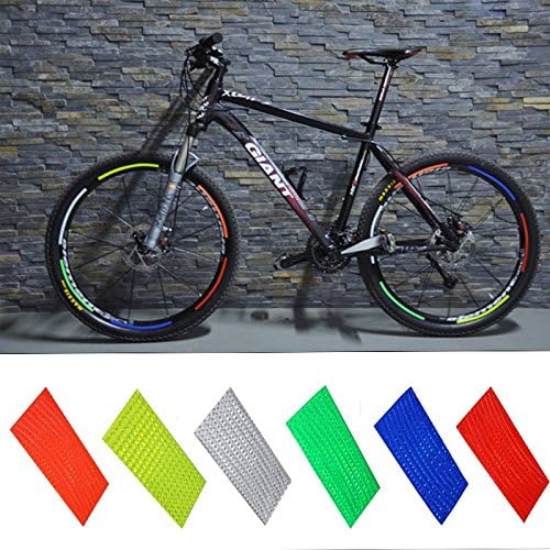 Chengor 6pcs Colorful Fashion Fluorescent MTB Bike Bicycle Cycling Motorcycle Wheel Tire Tyre Reflective Stickers Strip Decal Tape Safety Silver