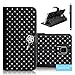Galaxy Note 4 Case, Tradekmk(TM) Luxury Fashion PU Leather Folio Magnet Metal Wrist Strap Wallet Stand Case Cover [Glitter Bling Crystal Babysbreath Rhinestone Design] Compatible with Samsung Galaxy Note 4[+Stylus]-(Black)