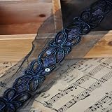 3cm Wide Black Colored Sequin Lace Ribbon Material for Arts & Crafts