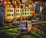 Art Reproduction Oil Painting - Harbor Scenes: Docking Tug - Classic 20 X 24 - Hand Painted Canvas Art