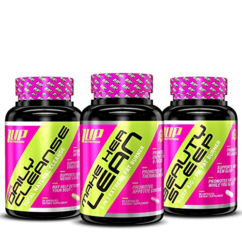 1Up Nutrition Her Fat Loss Stack - Beauty Sleep PM Burner, Her Daily Cleanse, Make Her Lean