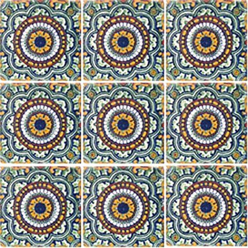 9 Hand Painted Talavera Mexican Tiles 4x4