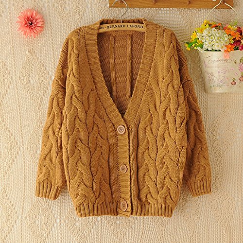 formanism Vネック ケーブル編み ニットカーディガン レディース