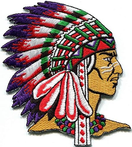 Native American Indian Chief Ethnic Retro Biker Applique Iron-on Patch New S-251 Handmade Design From Thailand...