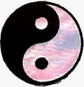 Yin Yang - 2 1/2" Black & White IRIDESCENT - Embroidered Iron On or Sew On Patch