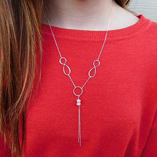 "Yazmin" Moonstone and Infinity Sterling Silver Necklace - 20" plus a 2" extender. Classic yet modern.