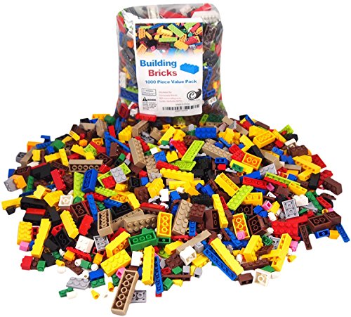 Super XL Bag of Plastic Building Bricks 1000 Building Bricks, Plastic Bricks, Classic Colors, No Annoying Fillers Bricks .