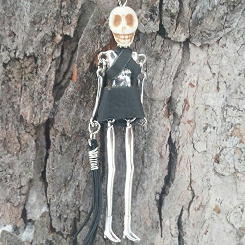 Skull Dominatrix Tiny Doll Pendant Necklace Black Leather Accessories Trendy BDSM Doll Jewelry