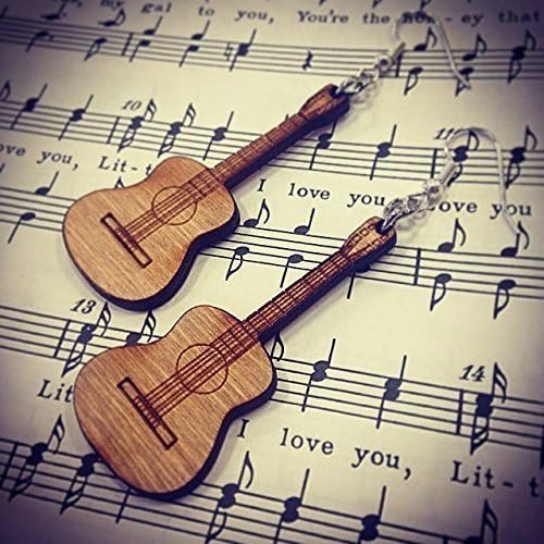 Wood Acoustic Guitar Earrings