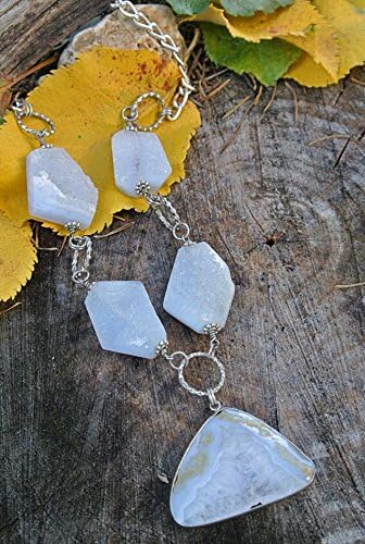 Blue Lace Agate Druzy Statement Necklace