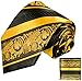 Gold and Black Silk Tie and Pocket Square . Paul Malone Red Line