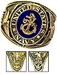 Navy Ring - 18K Heavy Gold Electroplated Ring with Stone - Navy Military Ring - USN Navy Seals - for Military gear Navy Uniform Veteran Ring.