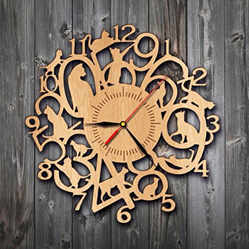 Cats Wall Art Wood Clock Home Decor