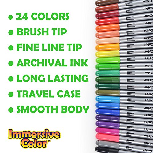 Fineliner Color Pen Set (HUGE SET OF 60 COLORING PENS) Colorful