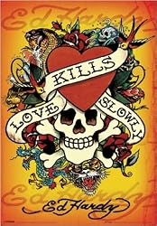 Ed Hardy - Lenticular 3D Motion Tattoo Print / Poster (Love Kills Slowly) (Size: 18" x 26")