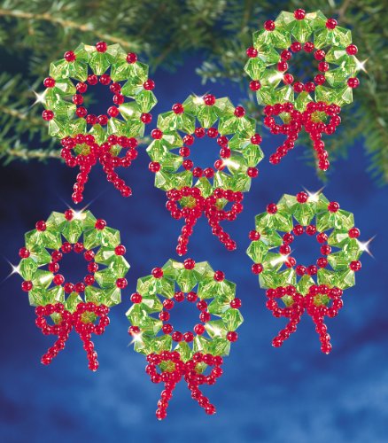 Beadery Holiday Beaded Ornament Kit, Traditional Wreath, 1.75-Inch, Makes 6 Beadery Holiday Beaded Ornament Kit, Traditional Wreath, 1.75-Inch, Makes 6