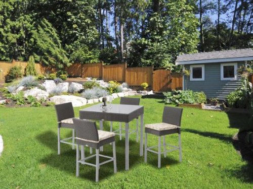 Gartenbar Daytona aus Polyrattan, anthrazit/grau, 5-teilig