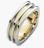 14 Karat Yellow Gold & Titanium 8.5mm Square Style Wedding Band