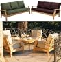 New Luxurious 6 Piece Teak Sofa Set - 3-Seater Sofa, 2 Lounge Chairs, 2 Ottomans and 35" Round Coffee Table [SR1]