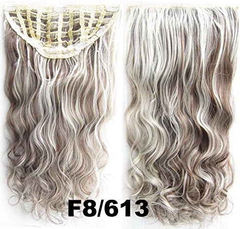 Beauty Wig World 7 Clips Half Head Synthetic Hair Extensions Curly Wig,130 Grams 60cm (27#Golden Brown)