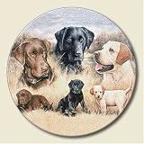 Lazy Susan ~ Labrador Retrievers ~ decorative tempered glass ~ 16 inch diameter ~ code 056