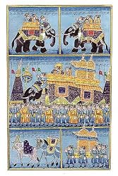 Mixed Media Art Miniatures India Folk Paintings Drawings & Water Color on Paper 5.75 x 8 inches