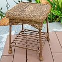 Outdoor Honey Resin Wicker End Table