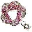 Floral Crystal Diamante Petal Brooch Pin - Pink