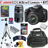 Canon Digital Rebel XSi 12MP Digital SLR Camera (Black) with EF-S 18-55mm f/3.5-5.6 IS Lens & EF 75-300mm f/4-5.6 III Deluxe Accessory Kit