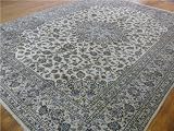10x13 Ivory Persian Hand Knotted Kashan Rug