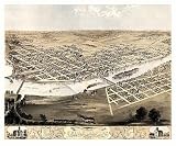 Historic Maps - Cedar Rapids Bird's Eye View Map 1868 Iowa - Linn County - Birds eye view of the city of Cedar Rapids and Kingston, Linn Co., Iowa 1868. 36x54