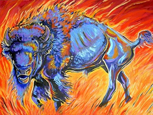 Modern Art Animal Painting Canvas Print on Canvas Unframe Running Cow When Fired Coming Wall Art Paintings for Wall and Home Decorations 12ร12in