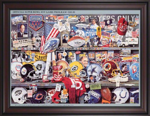 Framed Canvas 36 x 48 Super Bowl XXV Program Print | Details: 1991, Giants vs Bills